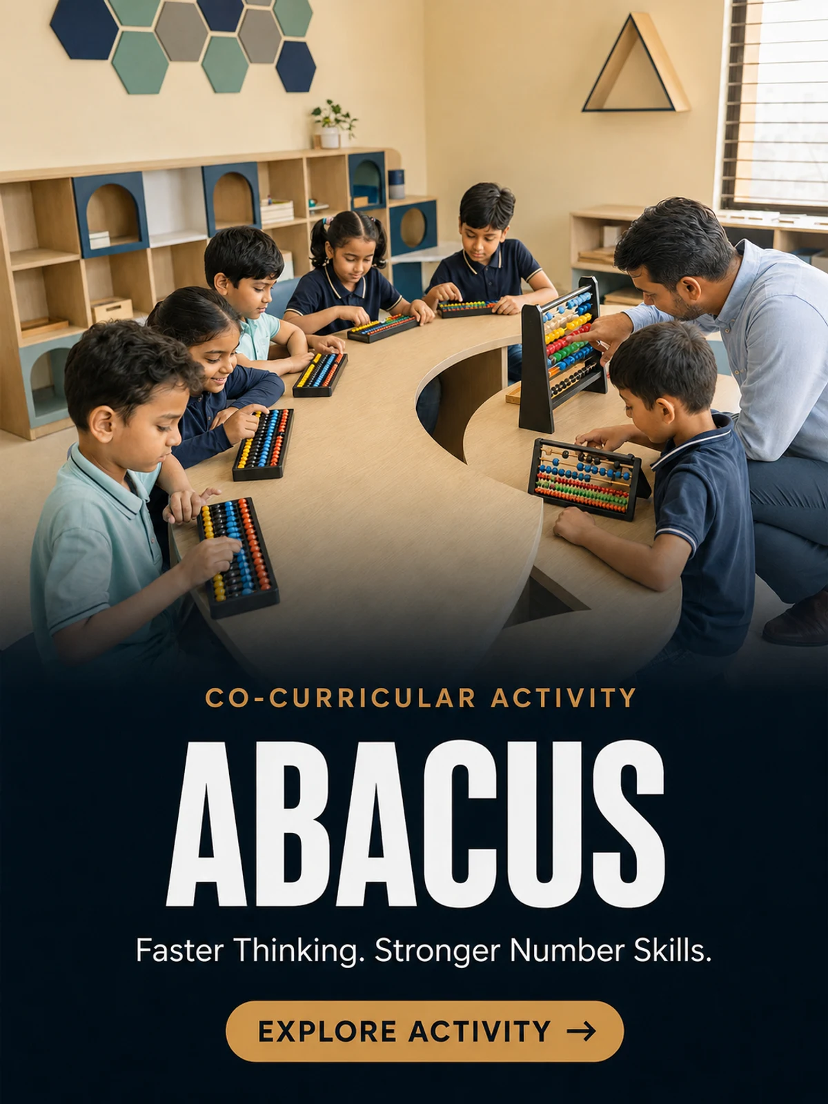 Children learning with abacus